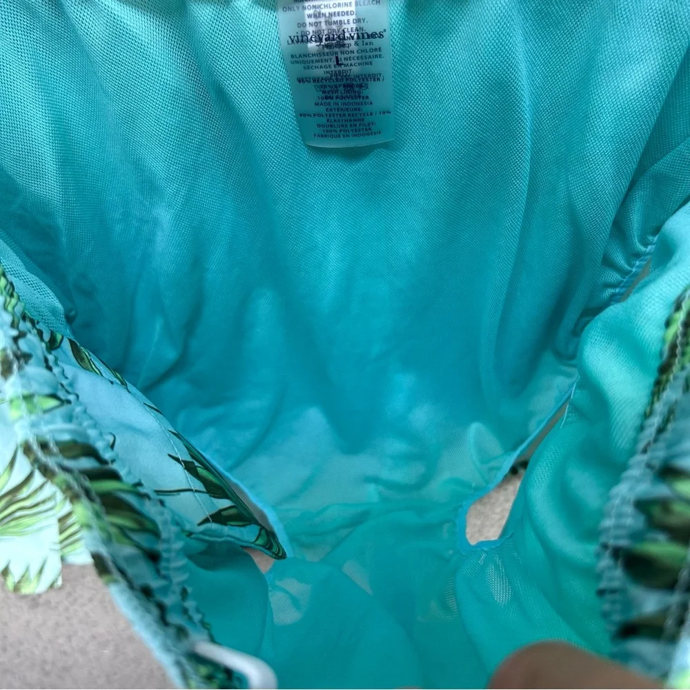 Vineyard Vines Mens Swim Trunks Large Chappy Palm Printed Green Lined 7” Inseam‎